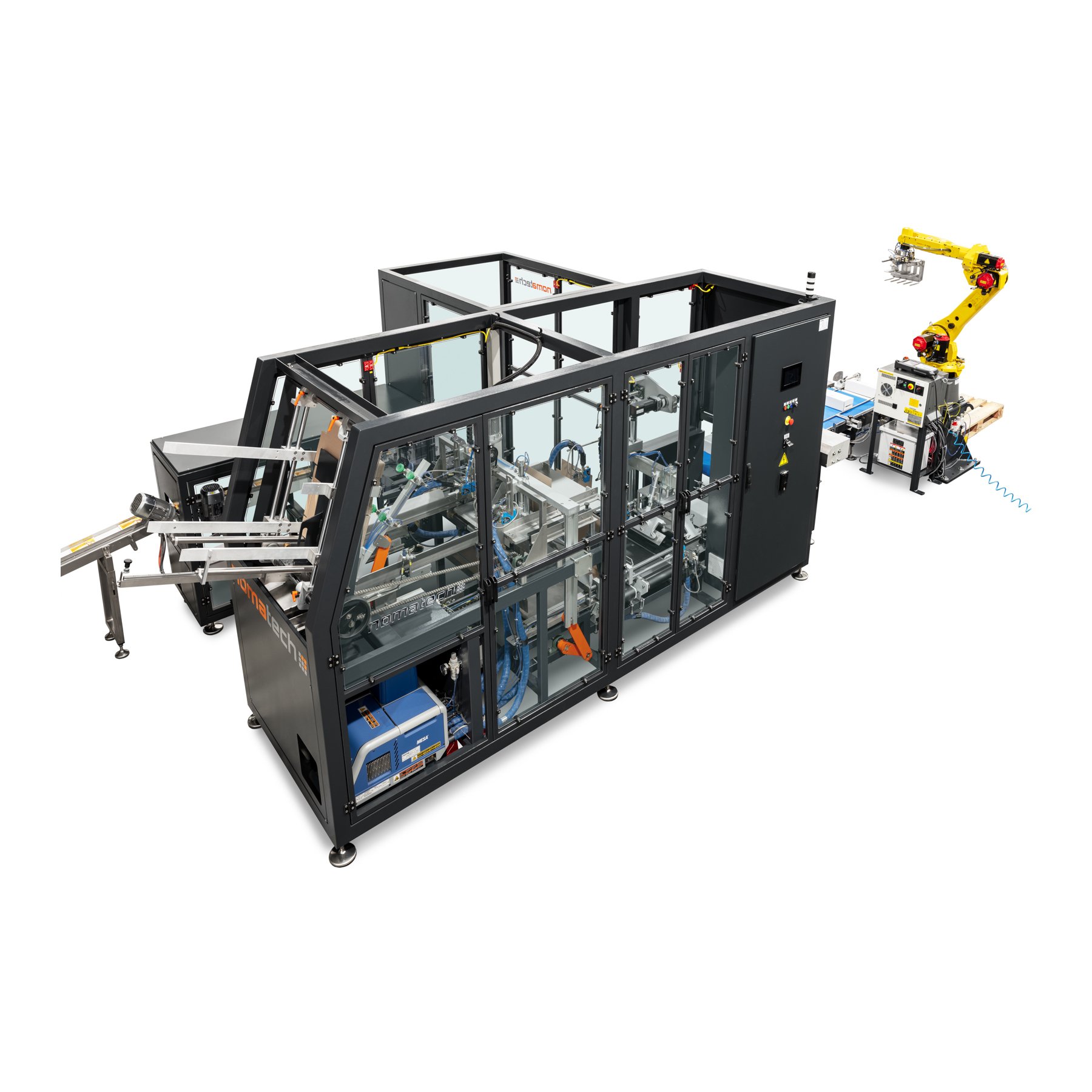 Kartonovací stroj CASE pro kartonování skupiny sáčků