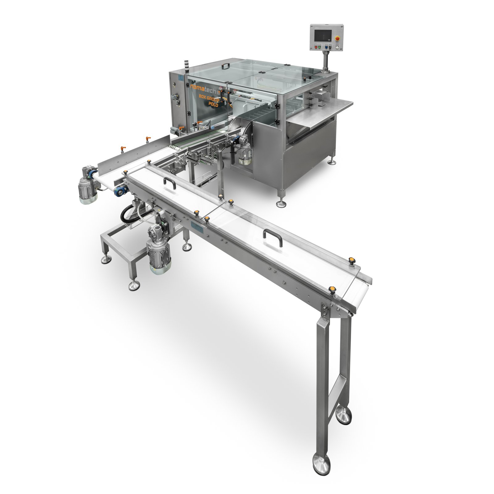 BOX GROUP POLO - compact, efficient semi-automatic cartoning machine.
Automatic counting, grouping, inserting into carton. Semiautomatic cartoning machine BOX GROUP POLO